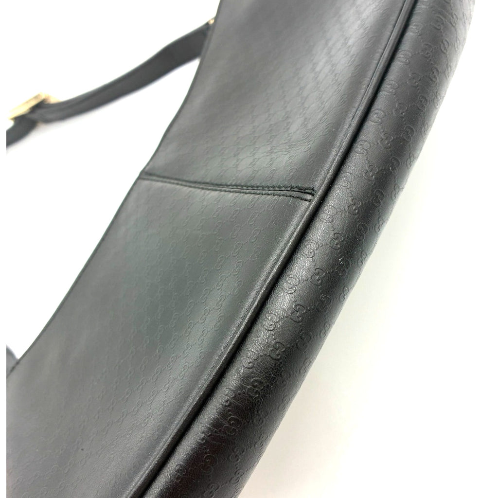 Vintage Black Embossed GG Monogram Leather Shoulder Bag