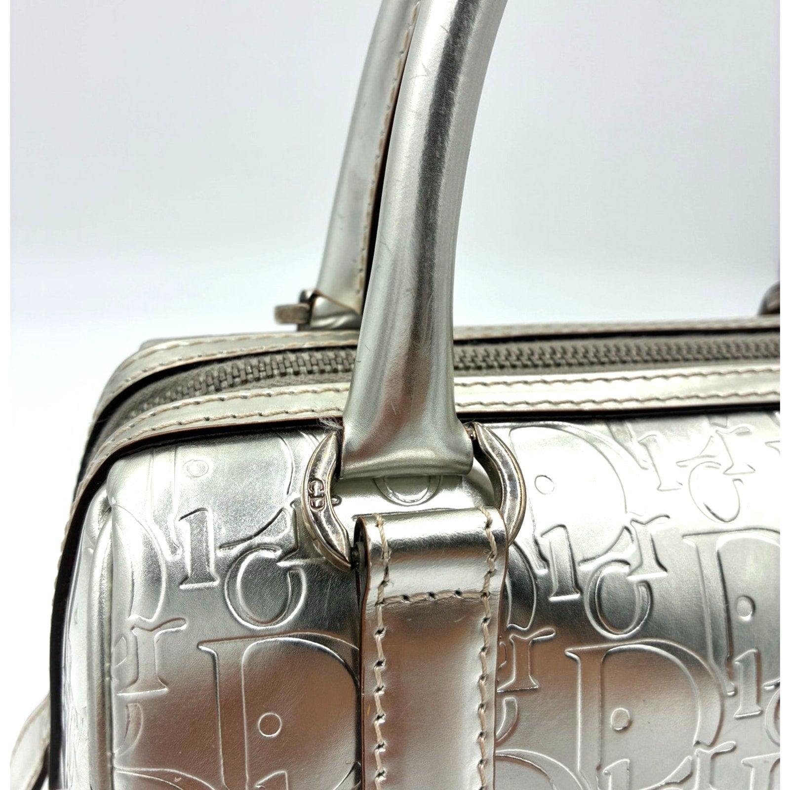 Silver Canvas Trotter Boston Bag
