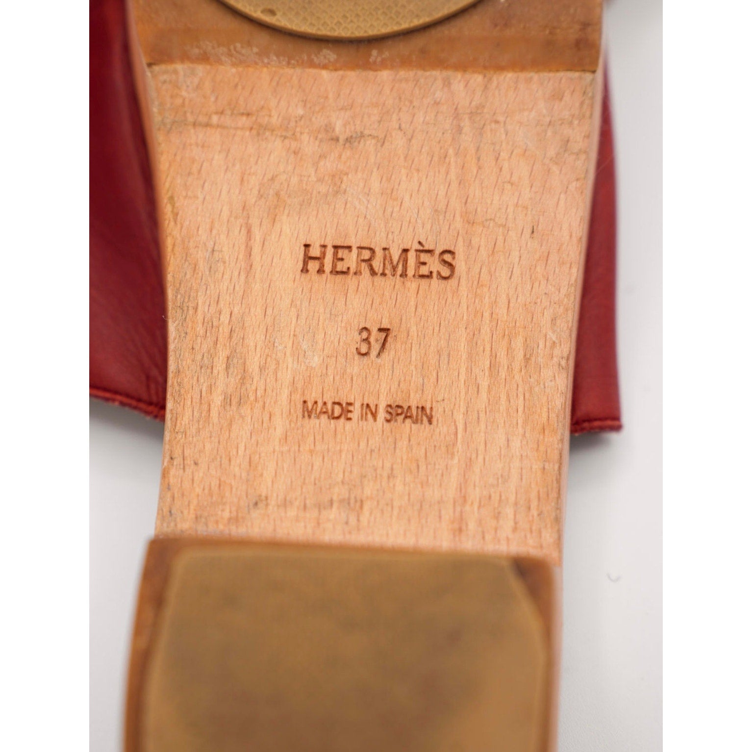 Vintage Red Leather Platform Slides