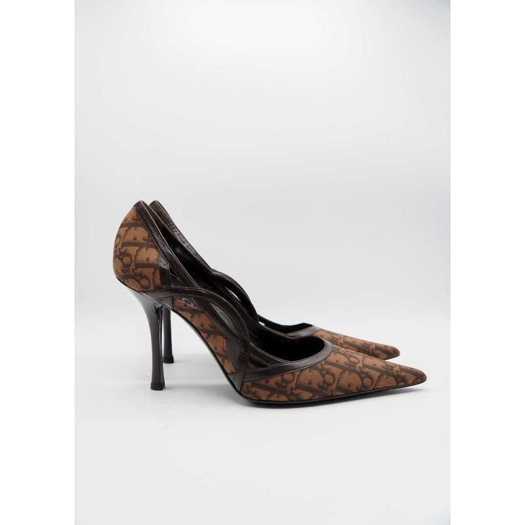 Vintage Brown Monogram Canvas Pumps