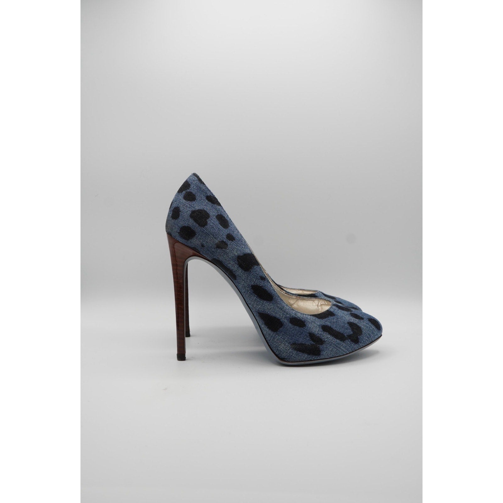 Denim Animal Print Pumps