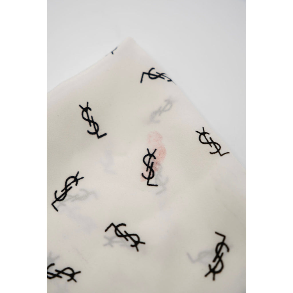 Silk Scarf YSL Black and White Monogram