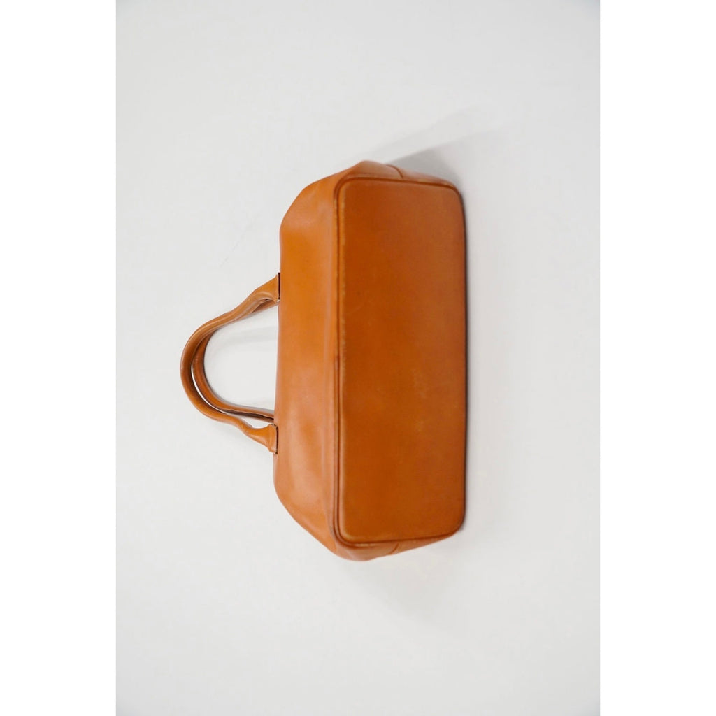 Vintage Brown Leather Shoulder Bag Gold Hardware