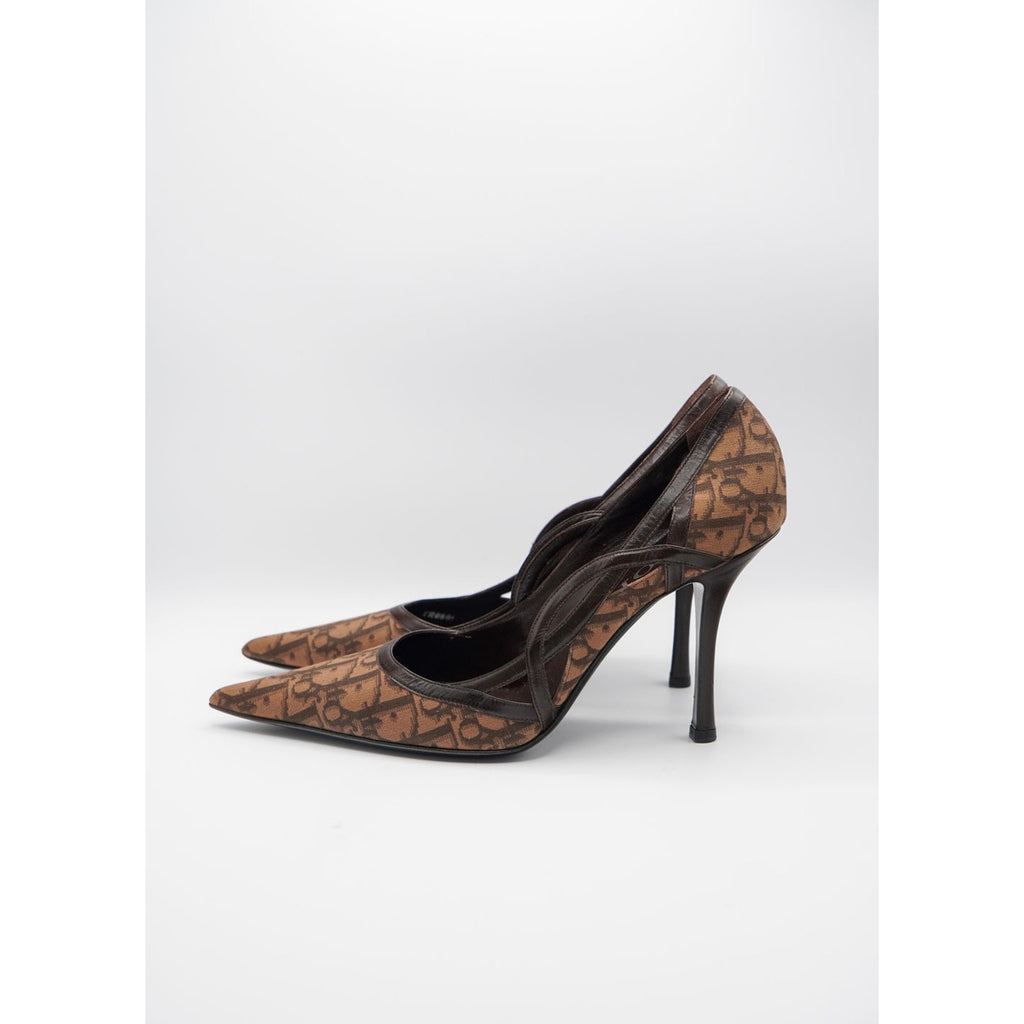 Vintage Brown Monogram Canvas Pumps