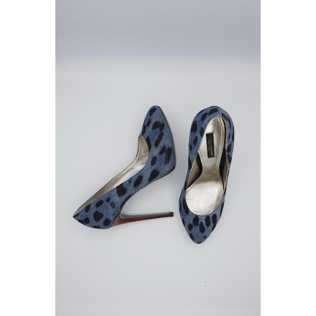 Denim Animal Print Pumps