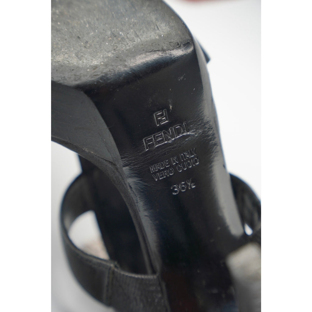 Black Leather Gladiator Platform Heel