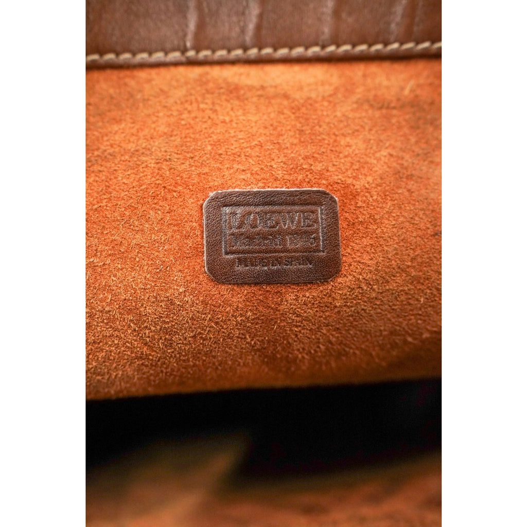 Anagram Brown Leather Tote Shoulder Bag Gold Hardware