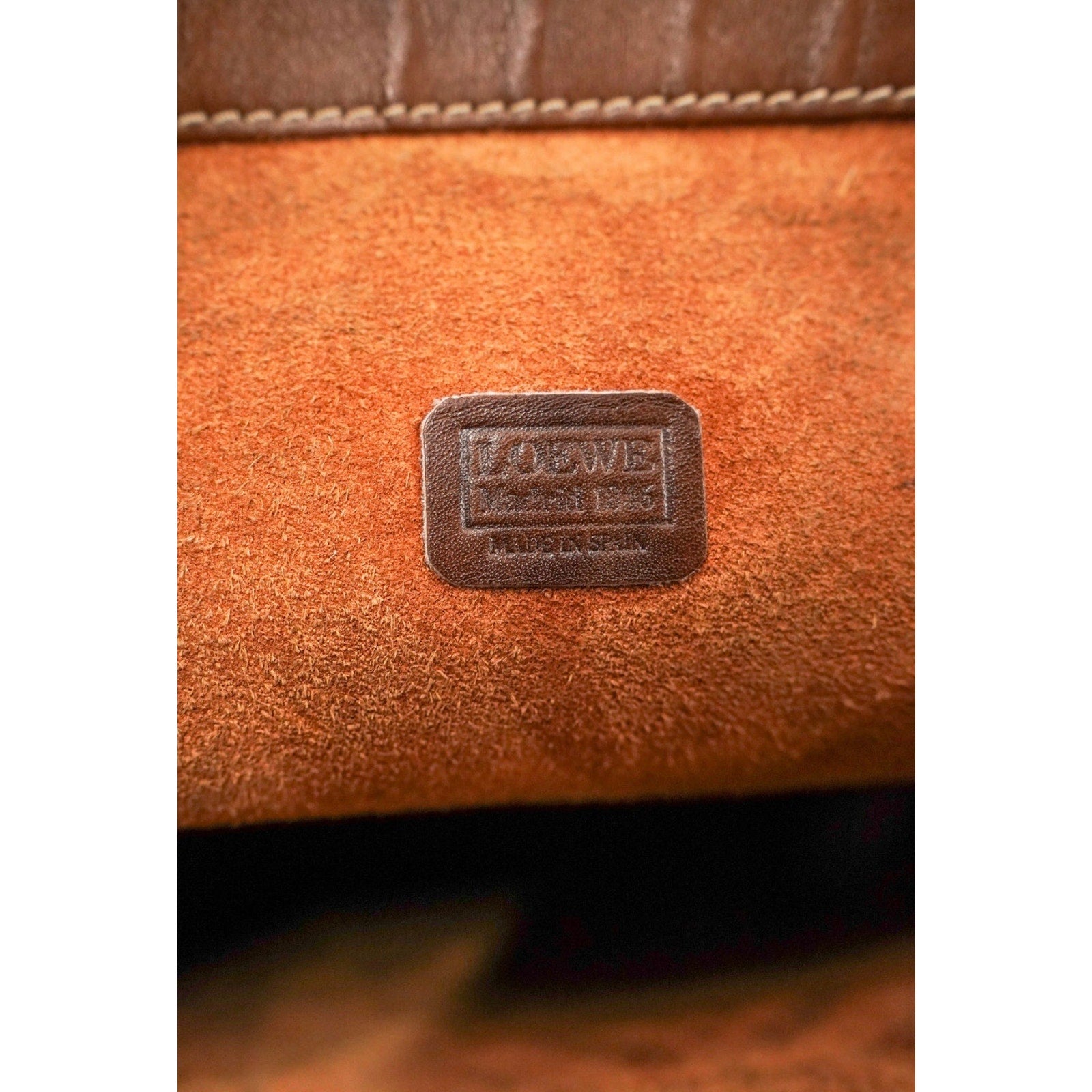 Anagram Brown Leather Tote Shoulder Bag Gold Hardware