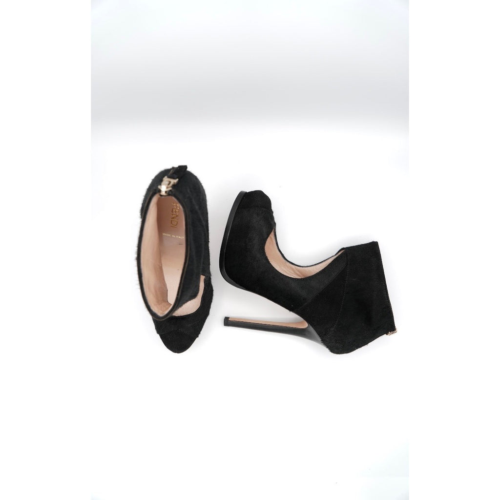 Black Platform Pony Hair Pump