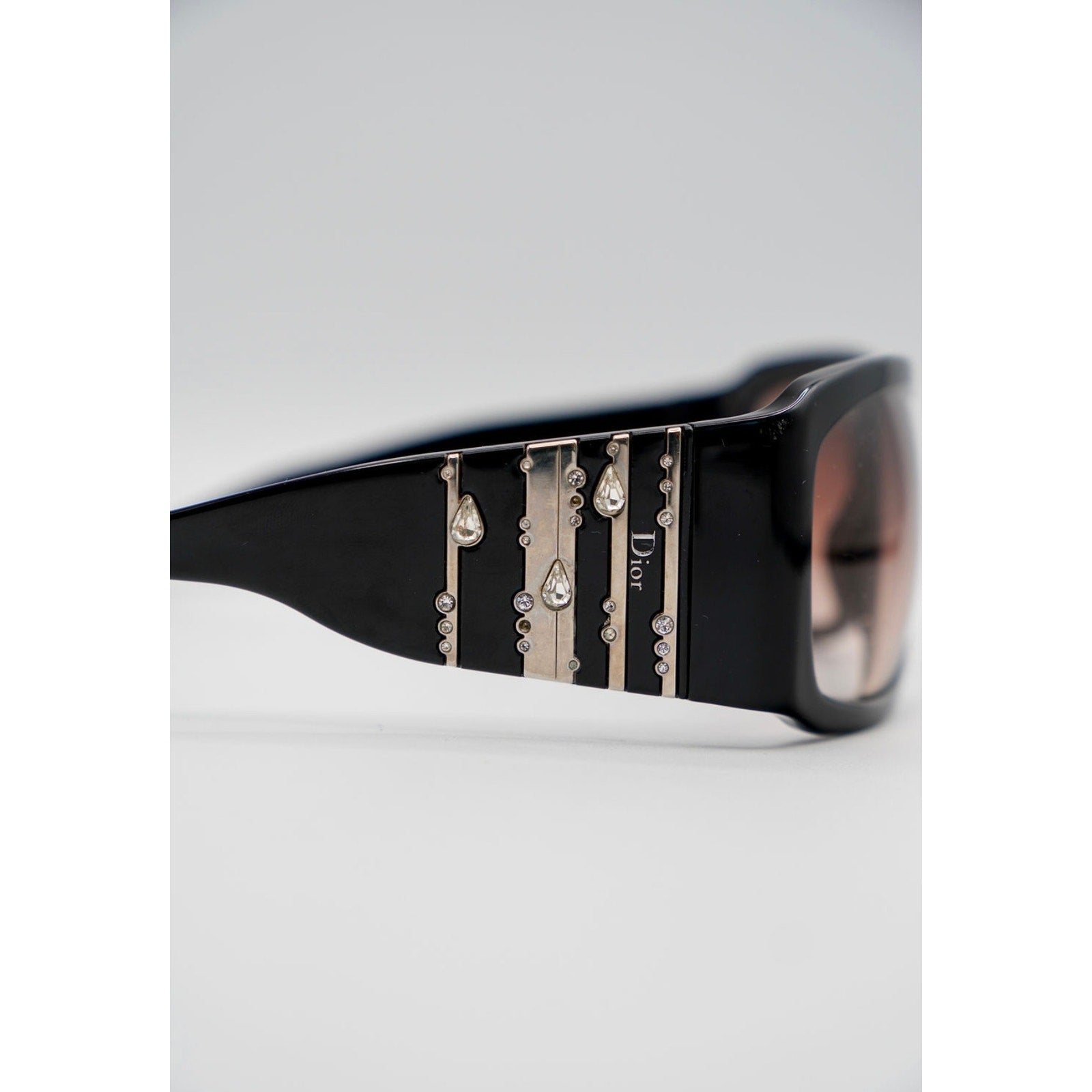 Sunglasses Oversized Black Crystal Accent