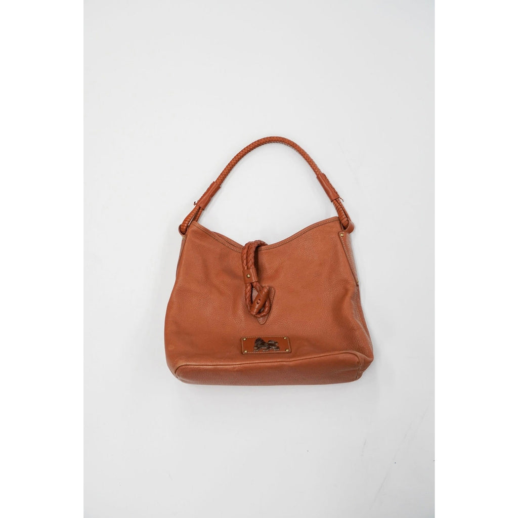 Vintage Brown Leather Braided Strap Hobo Bag