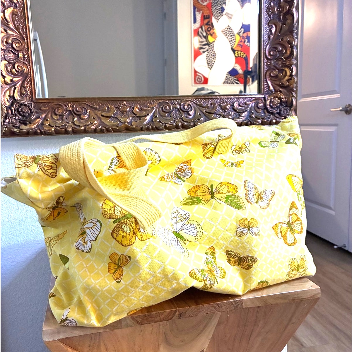 HERMES Vintage Yellow Butterfly Tote
