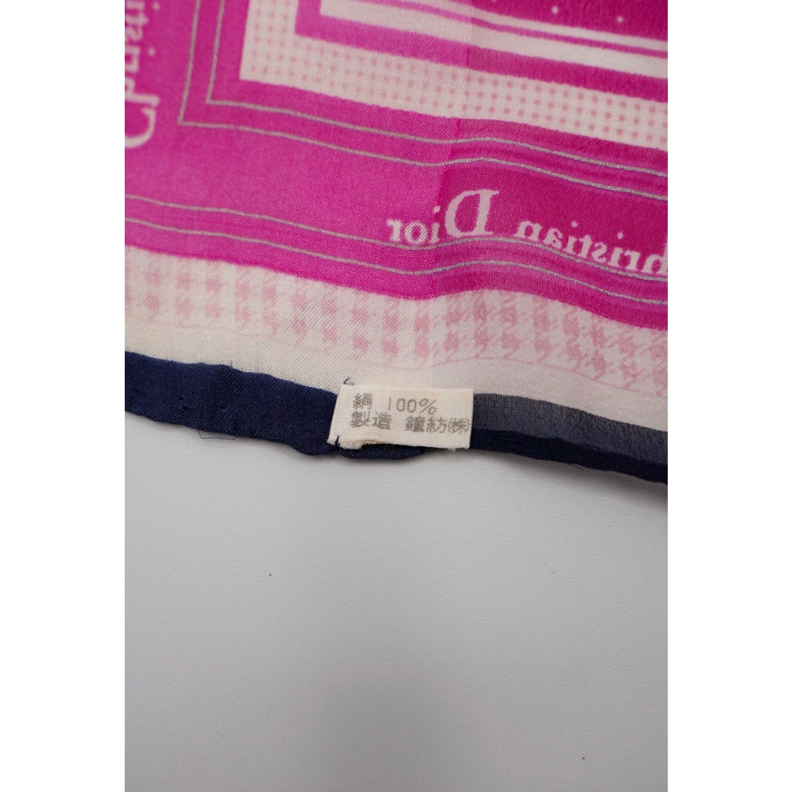 CD Silk Scarf with Black Trim Pink Polka Dot