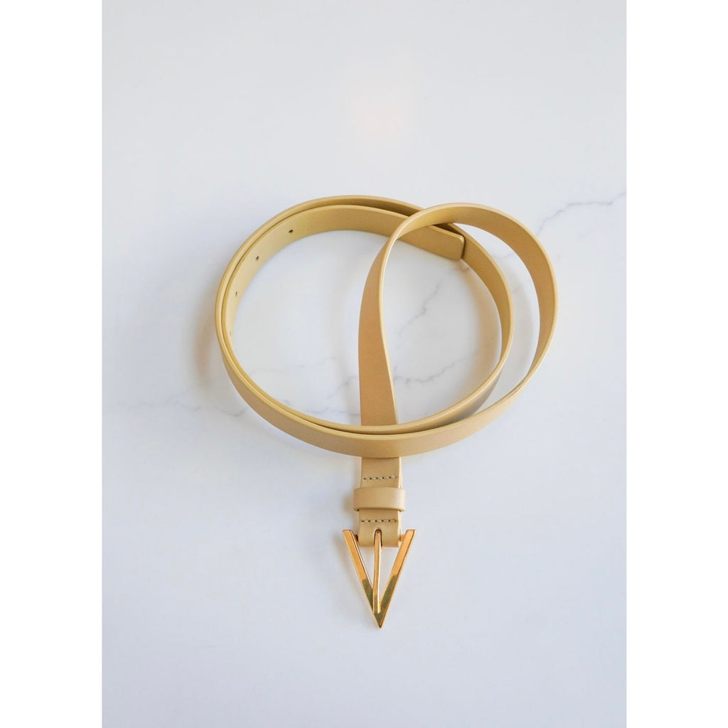 Skinny Butter Yellow Leather Triangle Belt