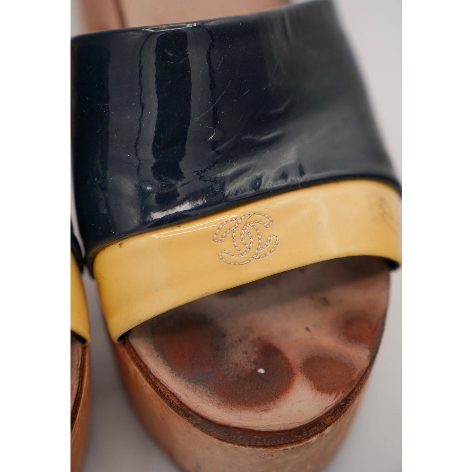 Vintage Patent Leather Interlocking CC Platform Heels