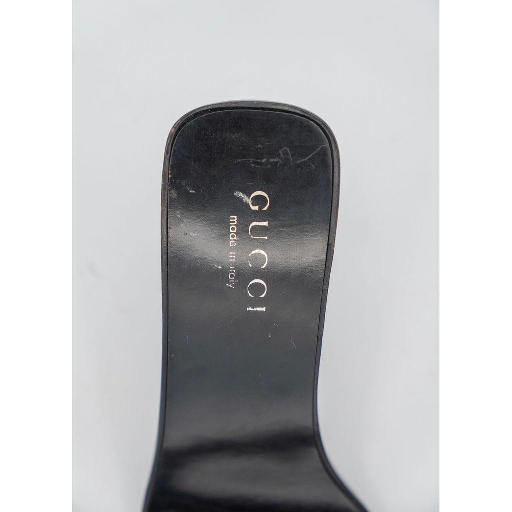 Logo Print Black and White Mule