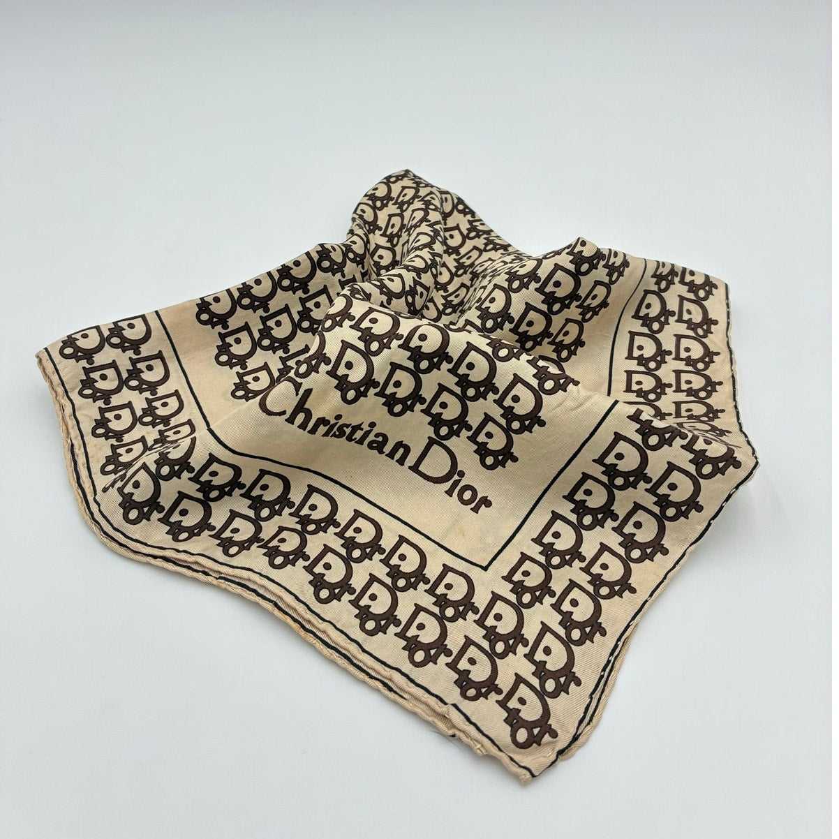 18" Christian Dior Vintage Trotter Monogram Silk Scarf