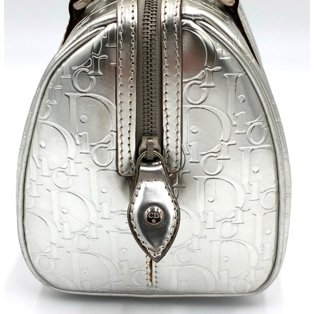 Silver Canvas Trotter Boston Bag