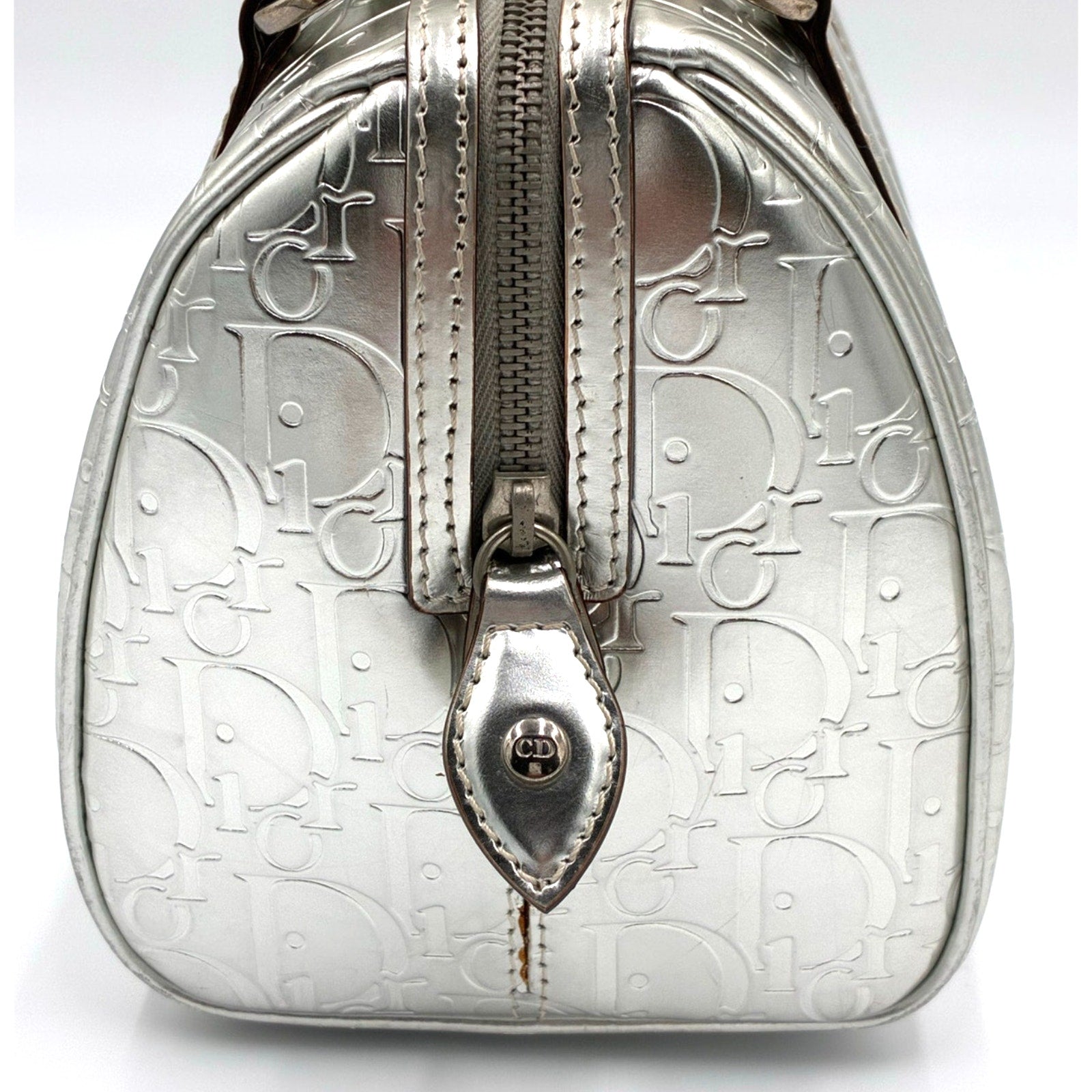 Silver Canvas Trotter Boston Bag