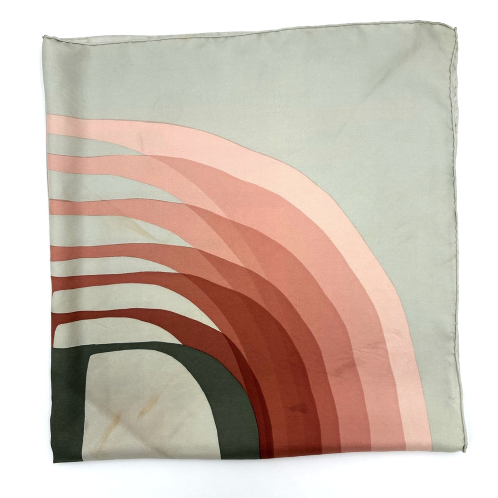 30" Vintage  Monogram Letter Pink and Gray Silk Scarf