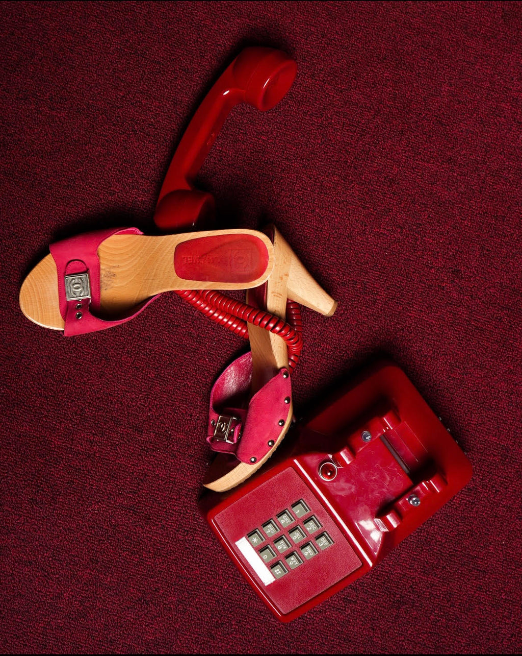 Vintage Red Suede CC Platform Mule