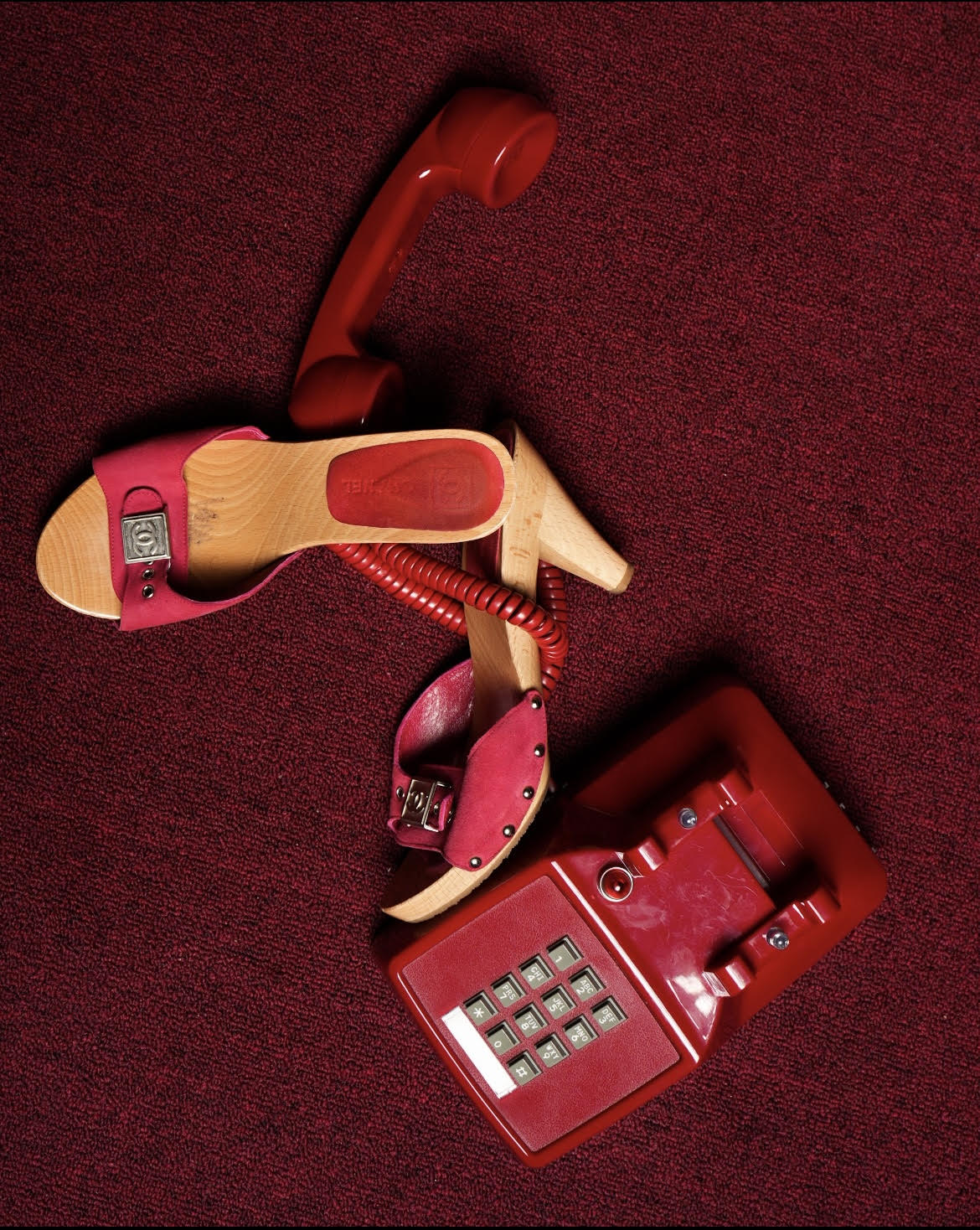 Vintage Red Suede CC Platform Mule