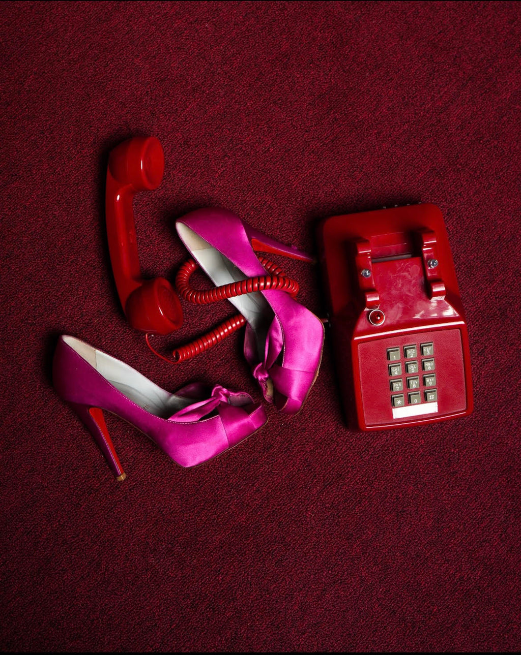 Pink Satin Bow Peep-Toe Platform Pumps